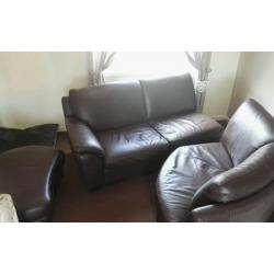 Leather corner sofa and foot rest