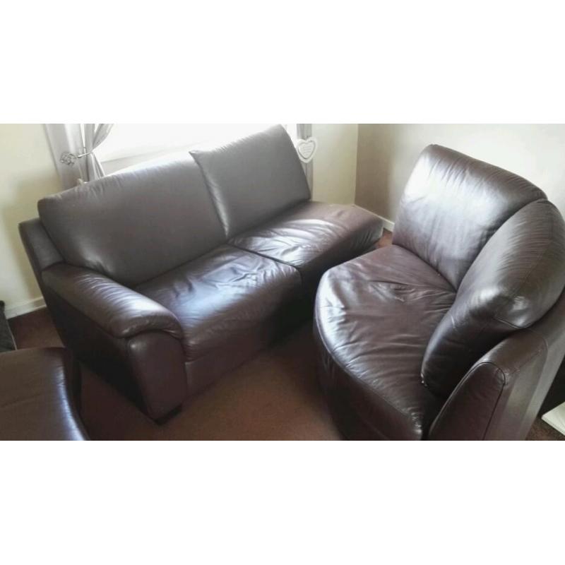 Leather corner sofa and foot rest