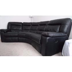 Black leather 4 seater recliner couch and matching footstool