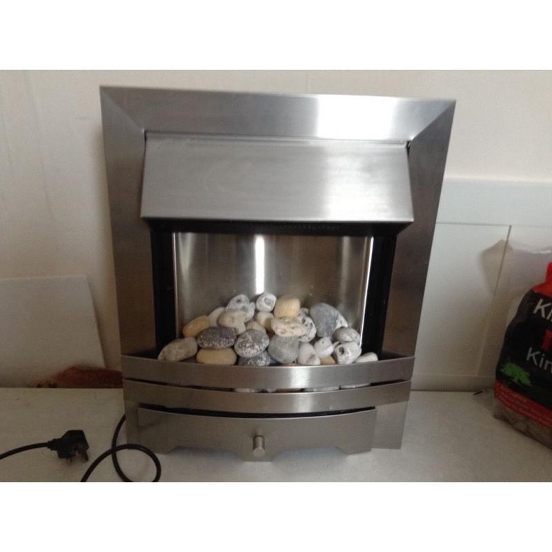 Silver electric fire