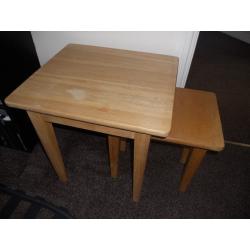 small oak nest of 2 tables