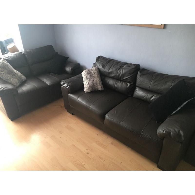 NEED GONE NOW - 2 x chocolate leather sofas