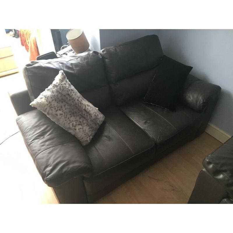 NEED GONE NOW - 2 x chocolate leather sofas