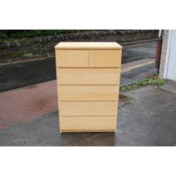 IKEA MALM Chest of 6 drawers, white stained oak veneer