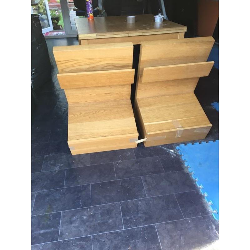 Ikea malm bed side tables in oak