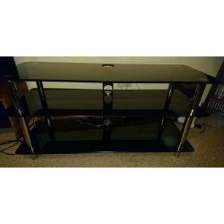 3 Tier Black Glass & Chrome TV Entertainment Unit.