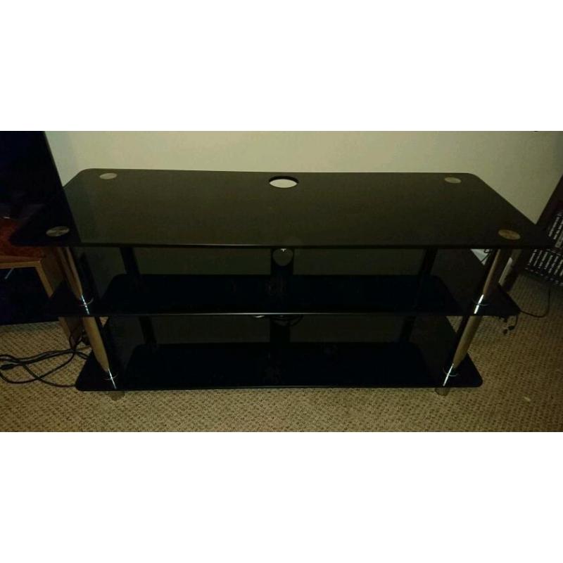 3 Tier Black Glass & Chrome TV Entertainment Unit.