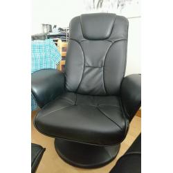 Leather recliner gaming chair with foot stool