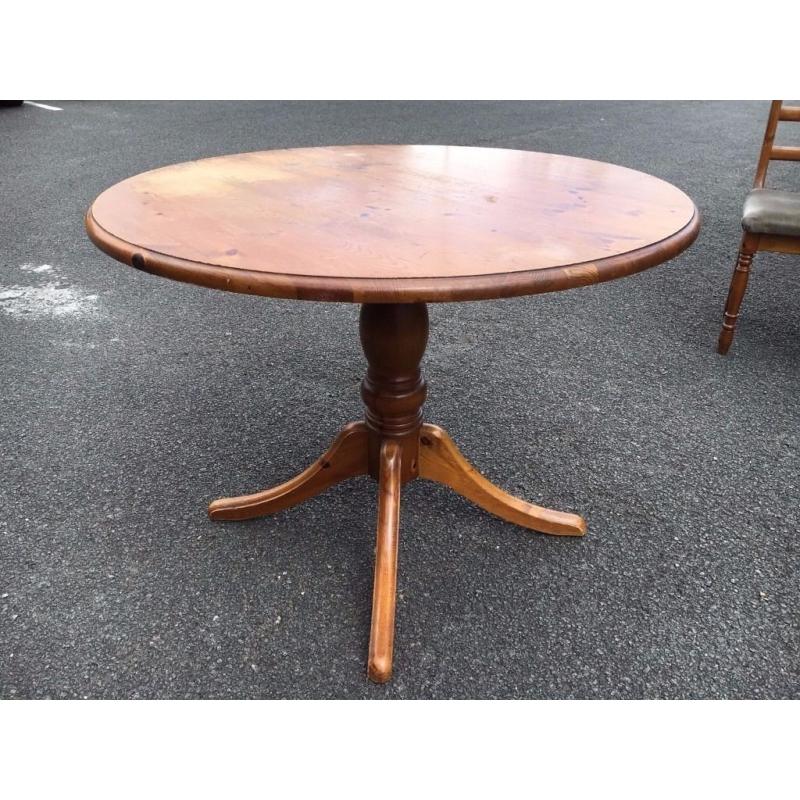 Solid Wood Dining Table & 4 Vintage Velvet Covered Chairs