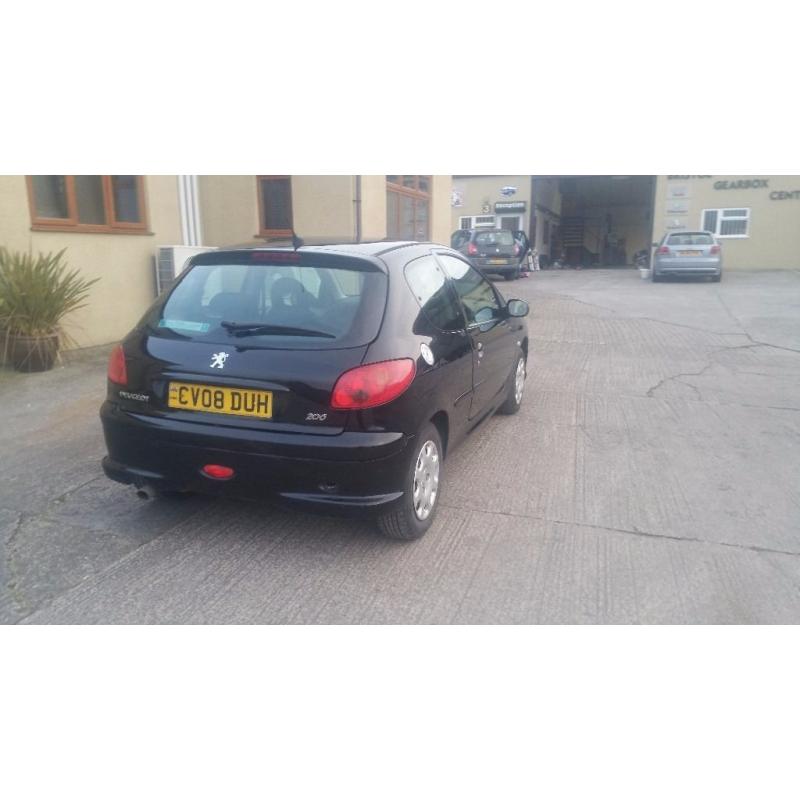 Peugeot 206 Black Manual Good Conditon 2008 MOT till next year