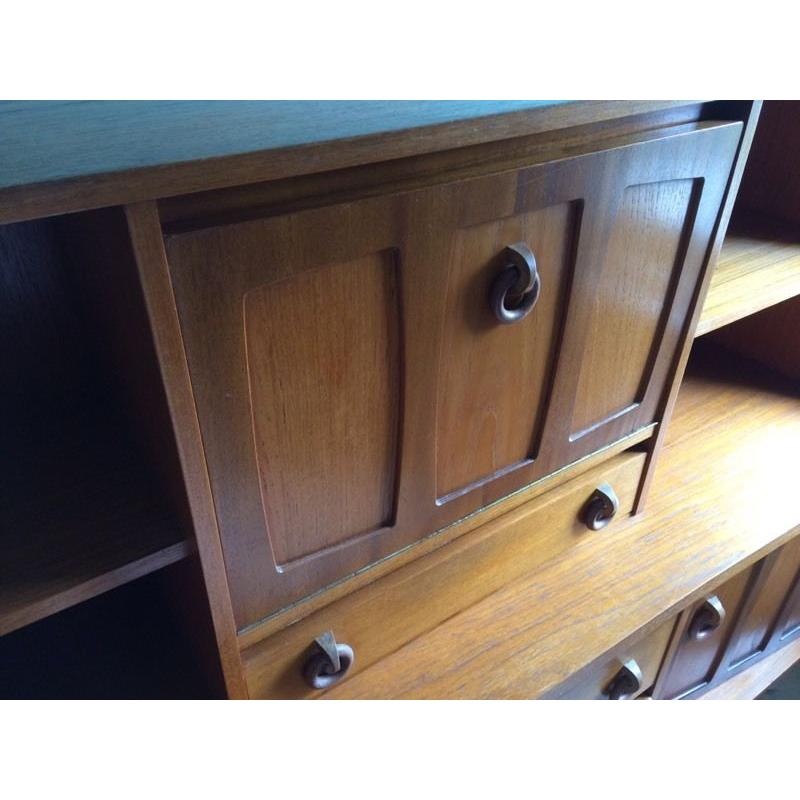 Retro Teak-coloured Sideboard - Cupboard, Shelves and Drawers