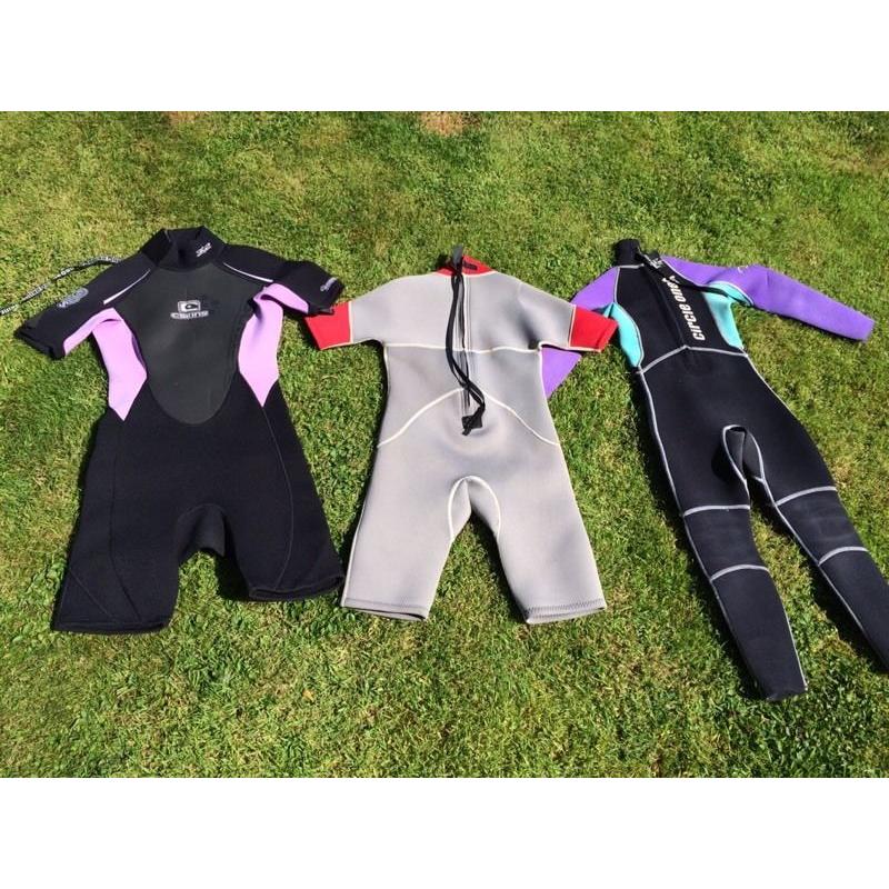 Wetsuits of various sizes rarely used