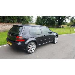 VW GOLF GT TDI 2003, 150 BHP. THREE DOOR. 100,000 MILES. BLACK WITH IVORY LEATHER.