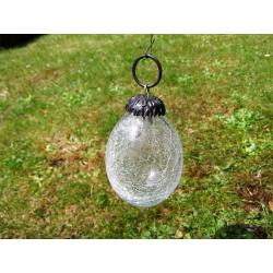 12 HEAVY CRACKLE GLASS EGG SHAPED ORNAMENTS FOR SALE