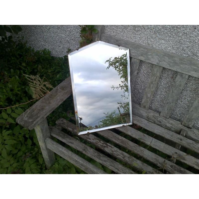 Bevelled-Edge Frameless Pointed Arch-Shape Mirror 1950s
