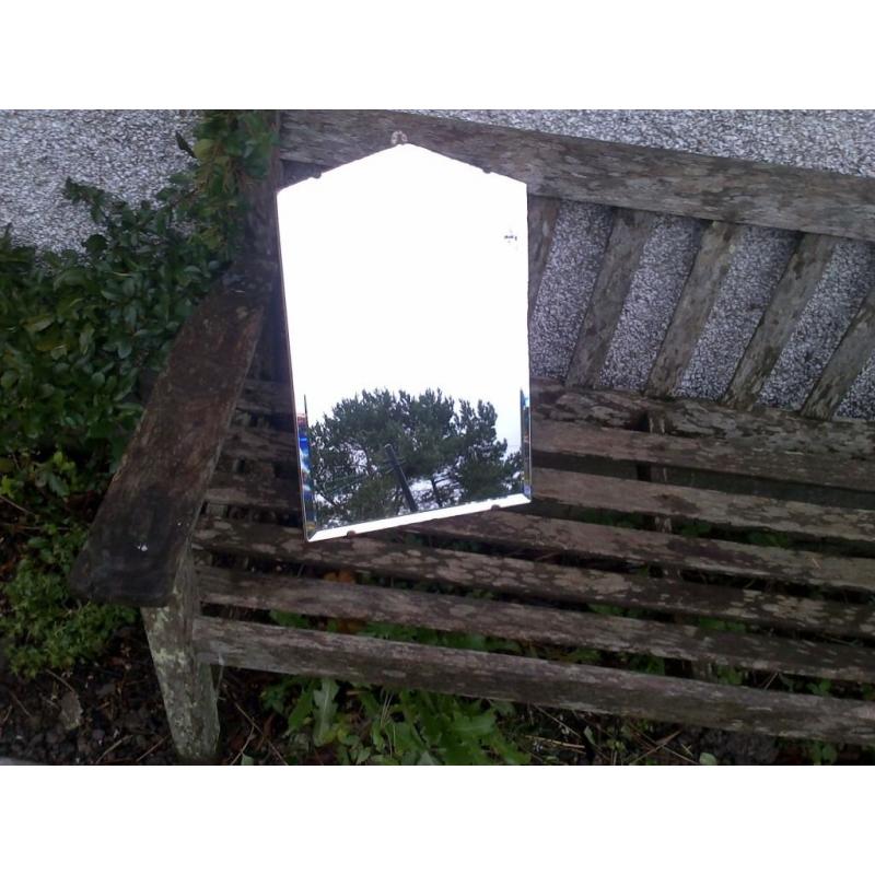 Bevelled-Edge Frameless Pointed Arch-Shape Mirror 1950s