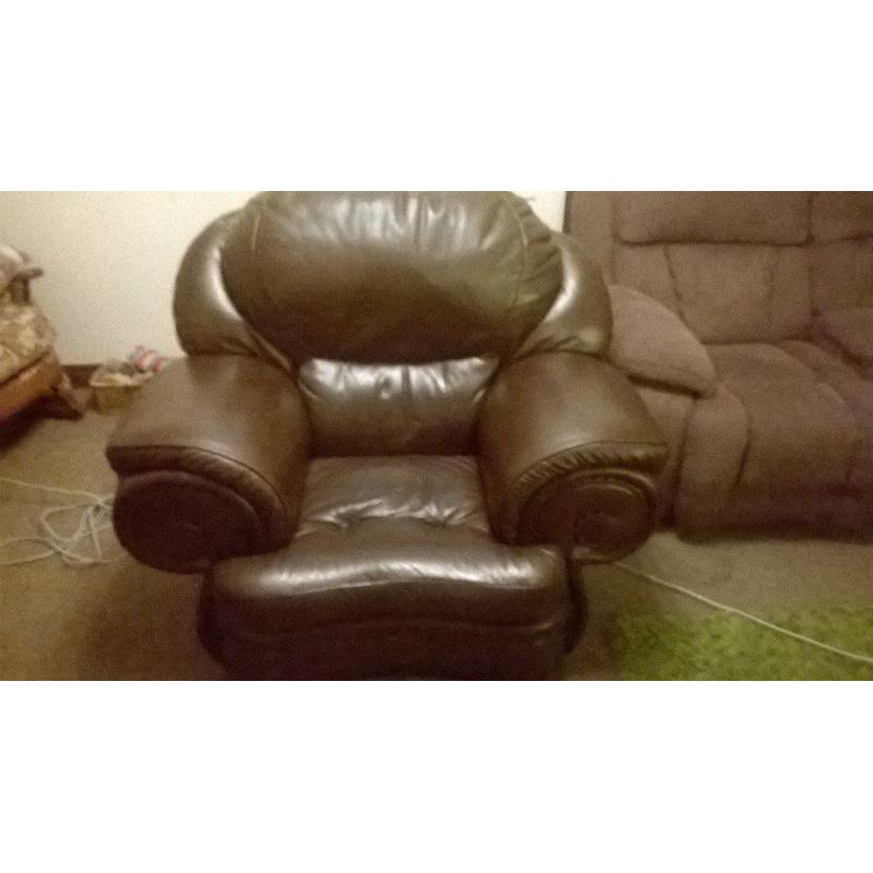 Brown Full Leather Armchair