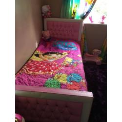 Single bed pink 3ft with mattress