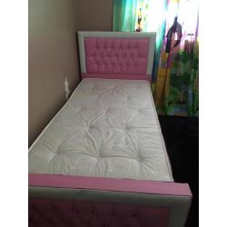 Single bed pink 3ft with mattress