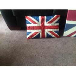 Large Union Jack canvas and large Union Jack cushion