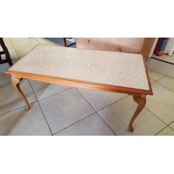 Retro Oak Coffee Table with Cream Top in Excellent Condition