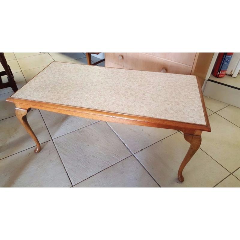 Retro Oak Coffee Table with Cream Top in Excellent Condition