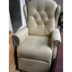 Electric Recliner Chair Cream Leather