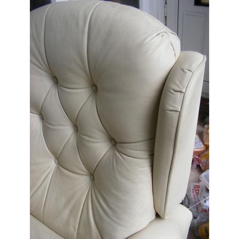 Electric Recliner Chair Cream Leather