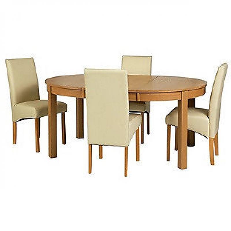 Massey Wood Effect Extendable Table and 6 Cream Chairs