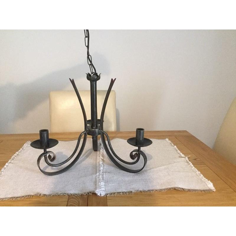 3 Arm Wrought Iron Chandelier