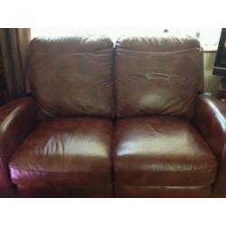 Brown 2 seater recliner settee