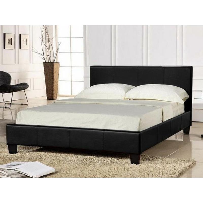 STYLISH LEATHER DOUBLE BED AND MATTRESS