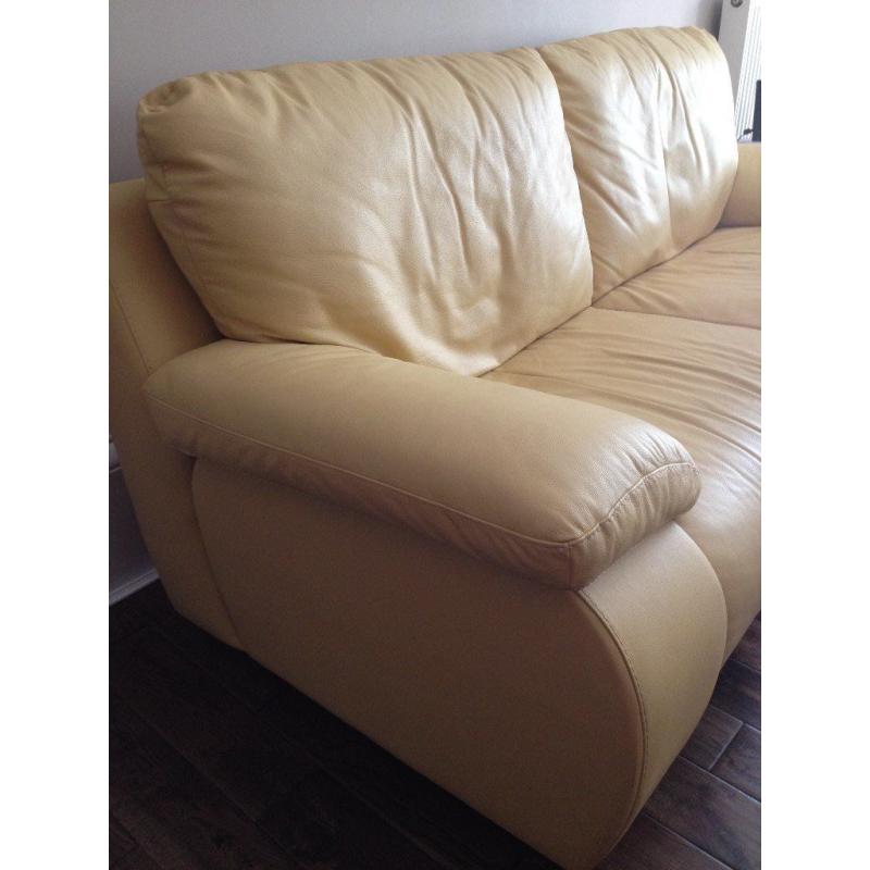 3 SEATER YELLOW LEATHER SOFA