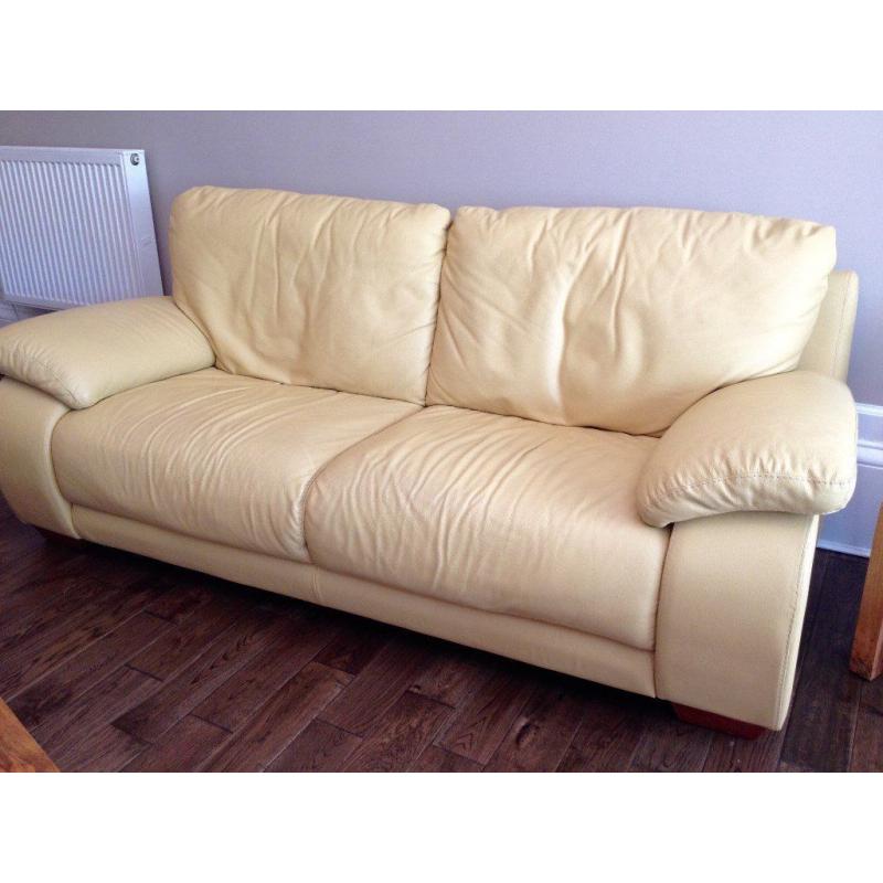 3 SEATER YELLOW LEATHER SOFA