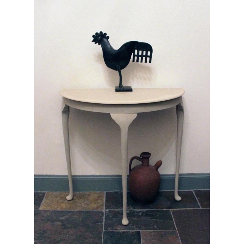 Half Moon Occasional Side Table - Shabby Chic - Hand Painted in Annie Sloan Cream Chalk Paint