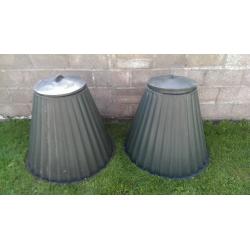 2 * Large Green Rotol Conical Compost Bins with Lids