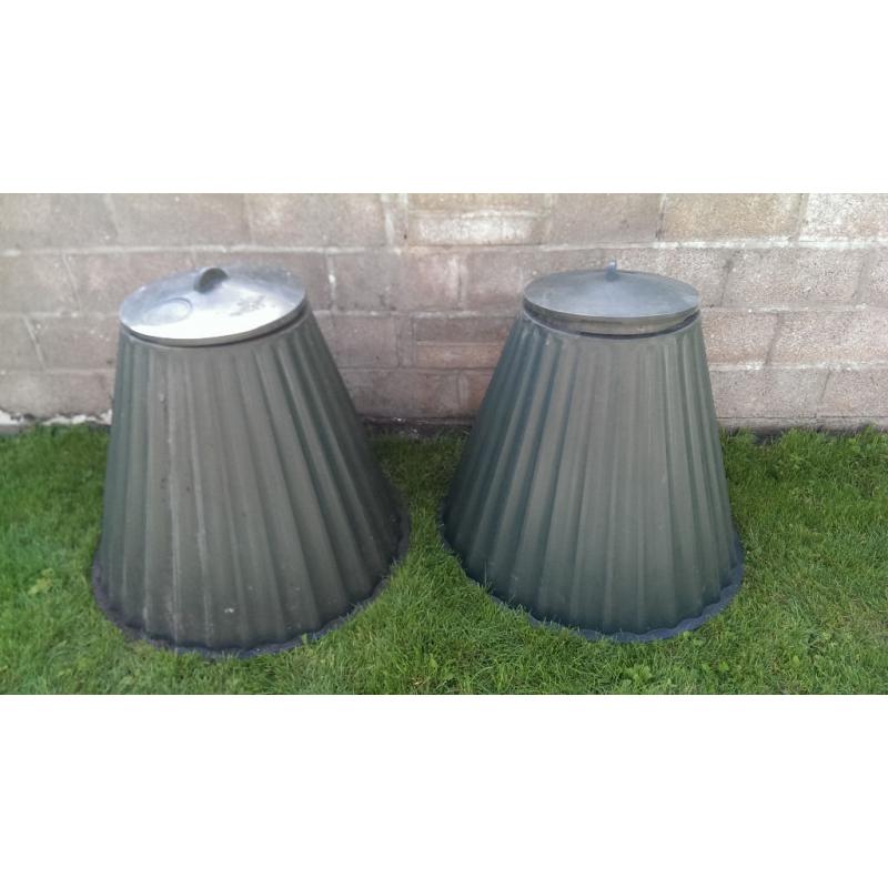 2 * Large Green Rotol Conical Compost Bins with Lids