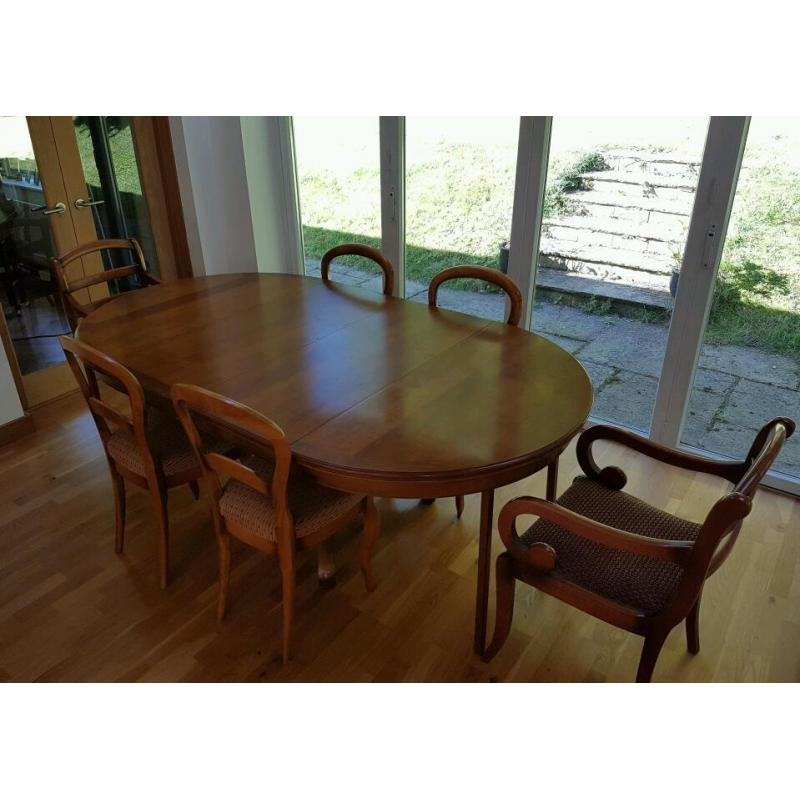 Grange solid cherry wood dining table and 6 chairs