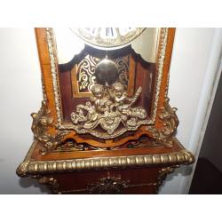 FINELY BRASS INLAID CLOCK AND STAND