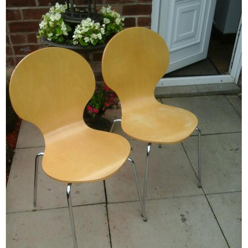 2 BEECH KITCHEN CHAIRS