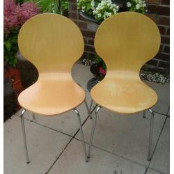 2 BEECH KITCHEN CHAIRS