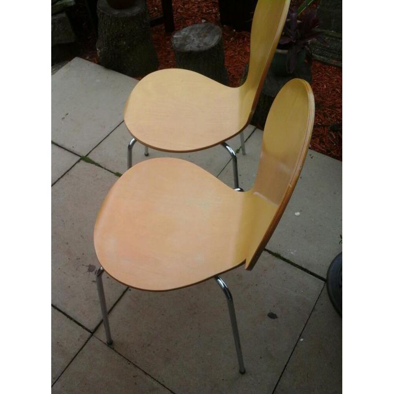 2 BEECH KITCHEN CHAIRS