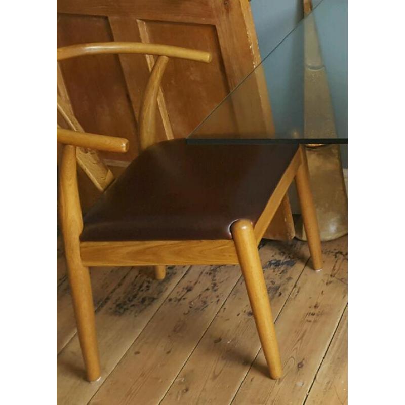 Oak saddle chairs x 4