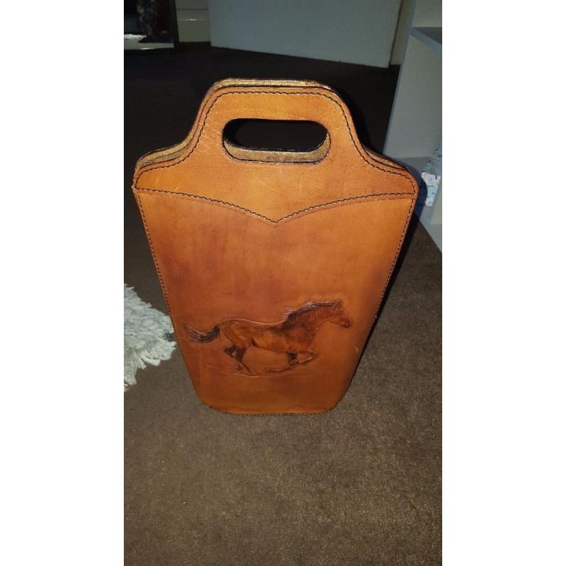 H&H leathercraft wine bag