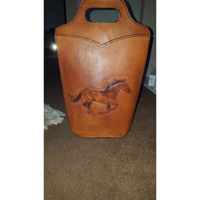 H&H leathercraft wine bag