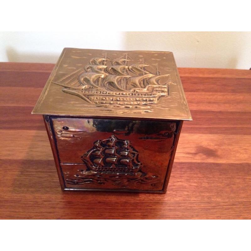 Very attractive Arts and Crafts wood and brass box