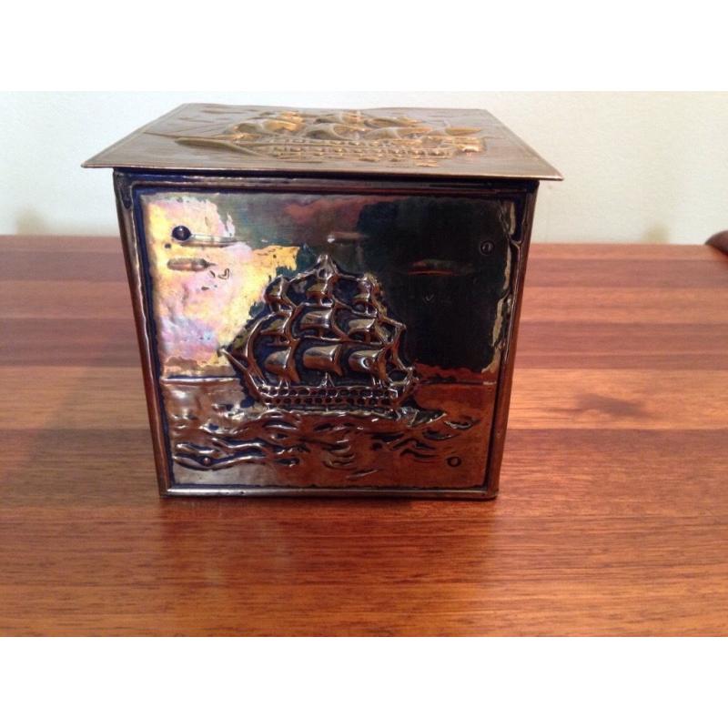 Very attractive Arts and Crafts wood and brass box