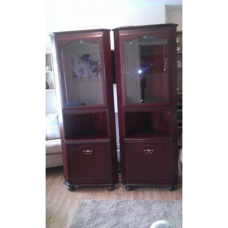 McDonagh mahogany corner display units (two)