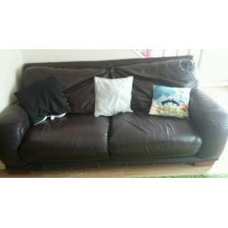 Large brown leather sofa