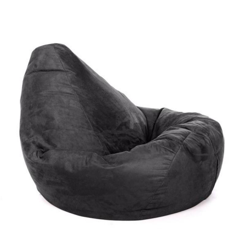 Black real suede leather gamer style beanbag